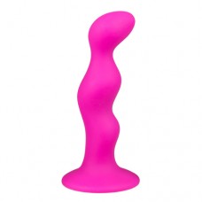 Roze geribbelde siliconen dildo