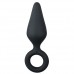 Zwarte buttplug met trekring - large