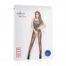 Zwarte netstof bodystocking met jarretel motief